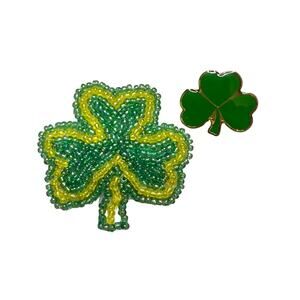 2 vintage shamrock St Patrick’s Day Pins Brooches